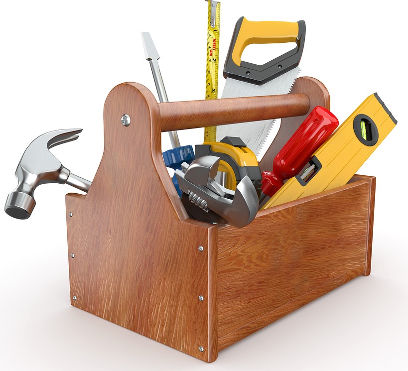 A picture showing a tool box with a variaty of tools in it